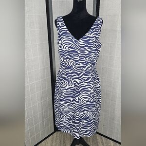 Lilly pulitzer midi dress size 14 navy blue/white